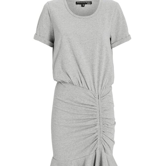 Veronica Beard Pima Ruched Light Grey Mini Dress New Size XS - Picture 6 of 15